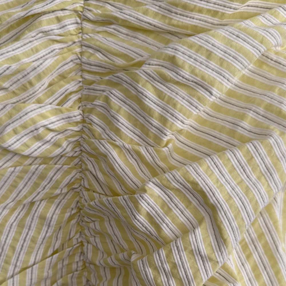 Striped Yellow Ruched Shirt Dress - Picture 3 of 3